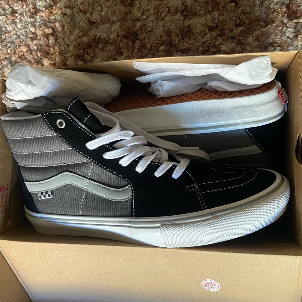 SK8 Reflective Hightop Vans in Black and Grey Men’s size 12 Brand new with Box